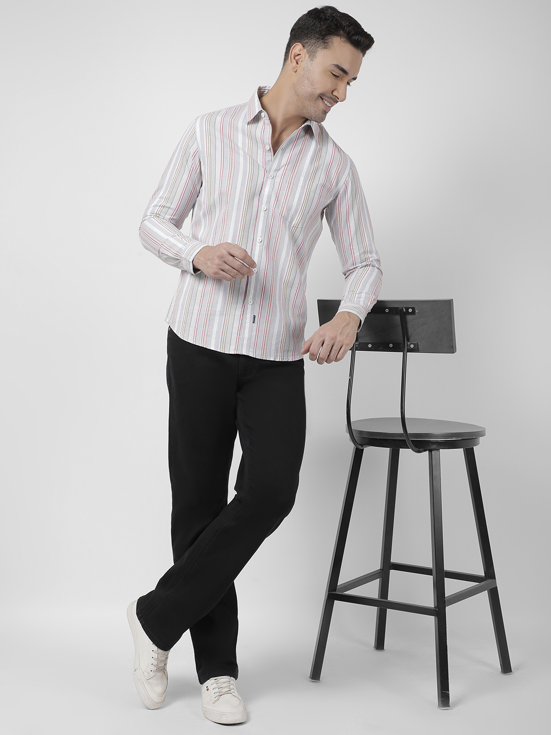 Numero Uno Men Striped Grey Shirt